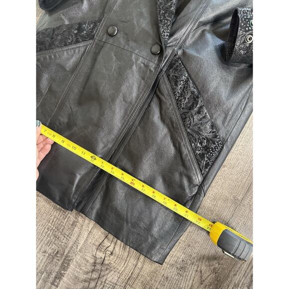 Vintage 80s 90s Oversized Real Leather Jacket Suede Detail Paisley Retro M/L - Picture 8 of 14